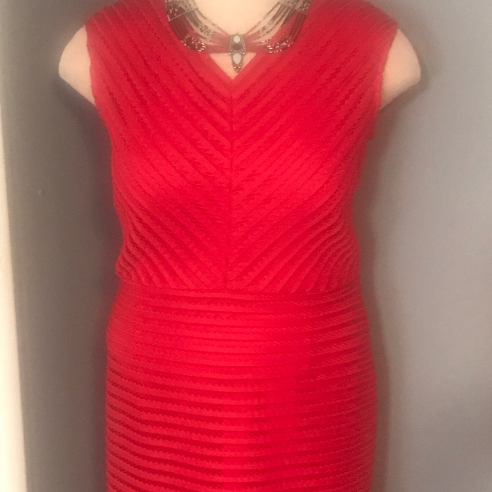 Red ribbon lace dress